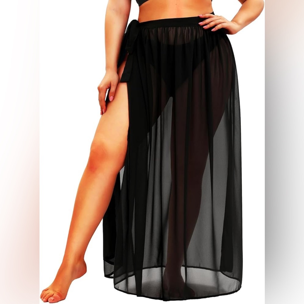 Black Sheer Coverup Skirt